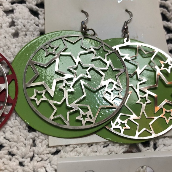 Big ✨ Stars ⭐️ Hoop Style Double layered Silver To - Picture 7 of 12